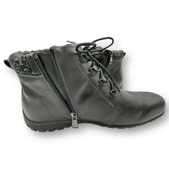 Propet Womens Delaney Zip Lace Up Leather Ankle Boots Black Size 11 - Picture 3 of 12
